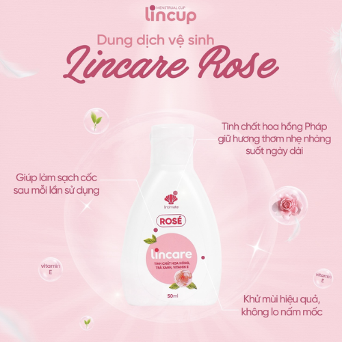 Dung dịch vệ sinh phụ nữ và cốc nguyệt san Lincare Rose